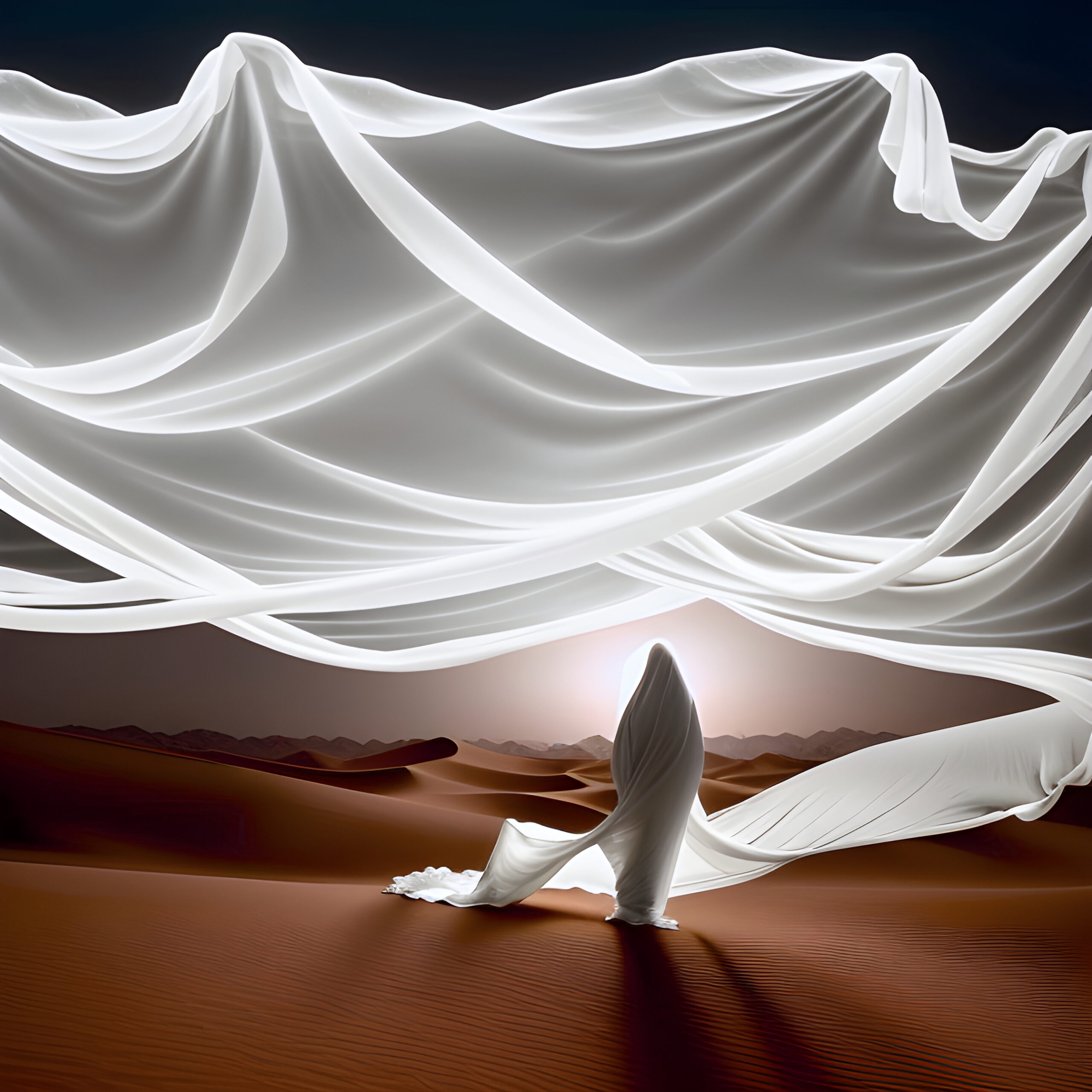 Haunting desert specter phantom image in the sand dunes.